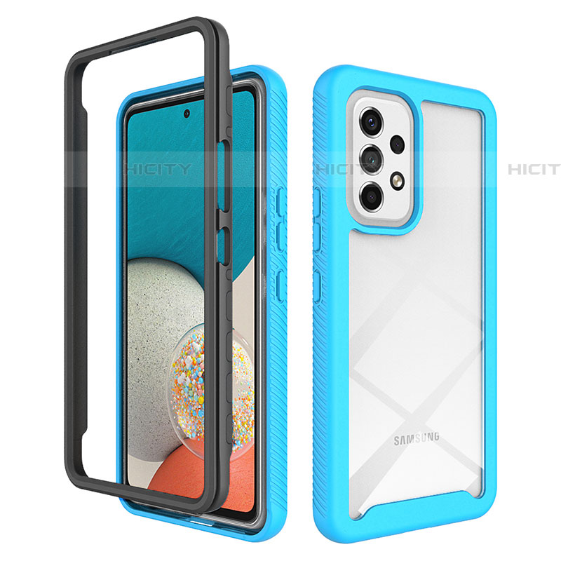 Carcasa Bumper Funda Silicona Transparente 360 Grados JX2 para Samsung Galaxy A53 5G Azul Cielo