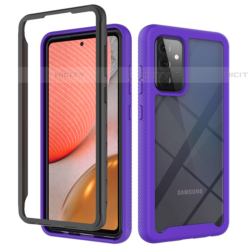 Carcasa Bumper Funda Silicona Transparente 360 Grados JX2 para Samsung Galaxy A72 4G Morado