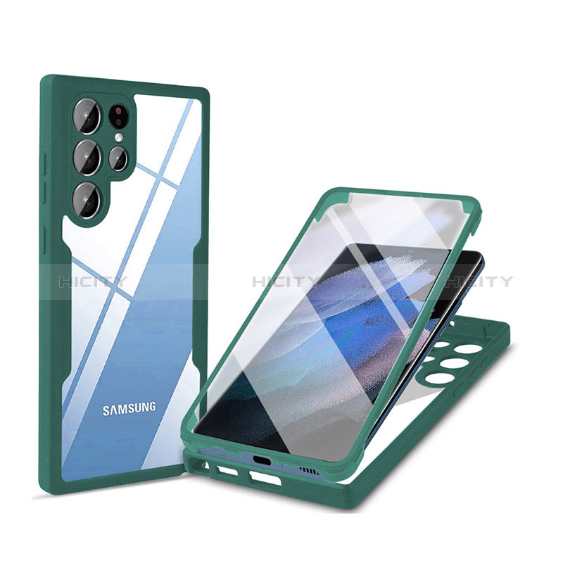 Carcasa Bumper Funda Silicona Transparente 360 Grados M01 para Samsung Galaxy S24 Ultra 5G Verde