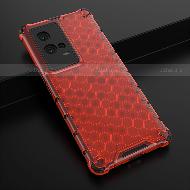 Carcasa Bumper Funda Silicona Transparente 360 Grados M01 para Vivo iQOO 8 Pro 5G Rojo