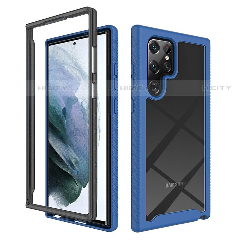 Carcasa Bumper Funda Silicona Transparente 360 Grados M02 para Samsung Galaxy S23 Ultra 5G Azul