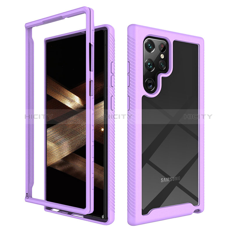 Carcasa Bumper Funda Silicona Transparente 360 Grados M02 para Samsung Galaxy S24 Ultra 5G Morado