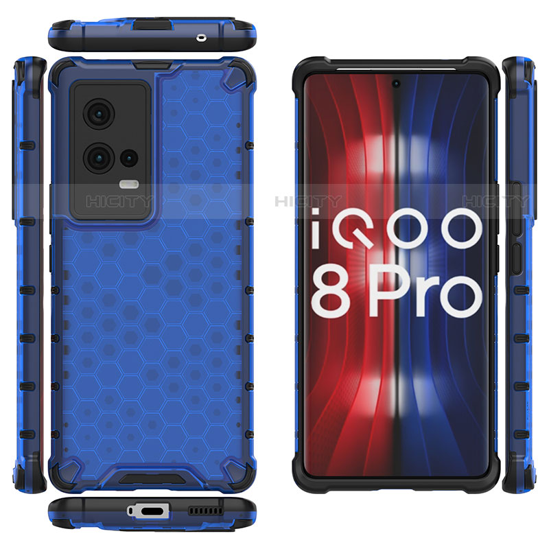 Carcasa Bumper Funda Silicona Transparente 360 Grados M03 para Vivo iQOO 8 Pro 5G Azul