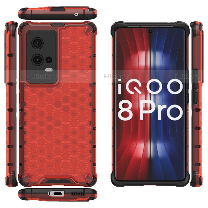 Carcasa Bumper Funda Silicona Transparente 360 Grados M03 para Vivo iQOO 8 Pro 5G Rojo