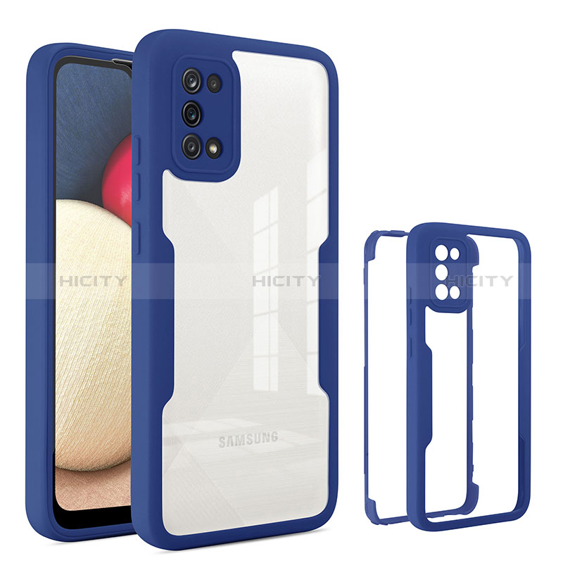 Carcasa Bumper Funda Silicona Transparente 360 Grados MJ1 para Samsung Galaxy A02s Azul