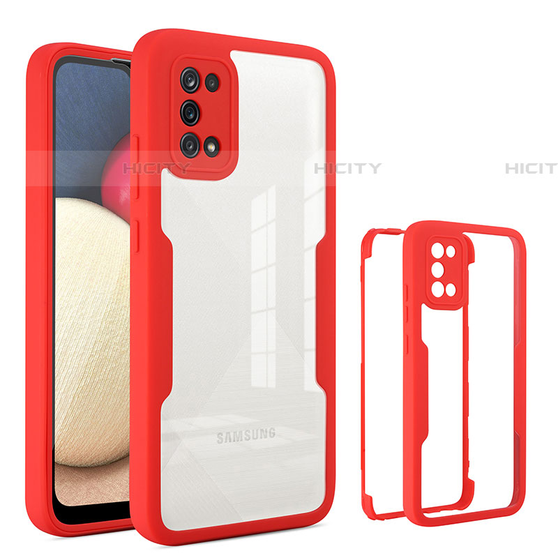 Carcasa Bumper Funda Silicona Transparente 360 Grados MJ1 para Samsung Galaxy A03s Rojo