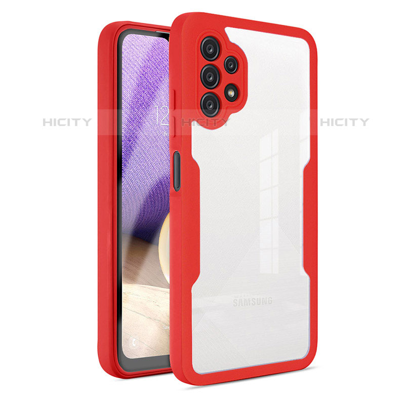 Carcasa Bumper Funda Silicona Transparente 360 Grados MJ1 para Samsung Galaxy M32 5G Rojo