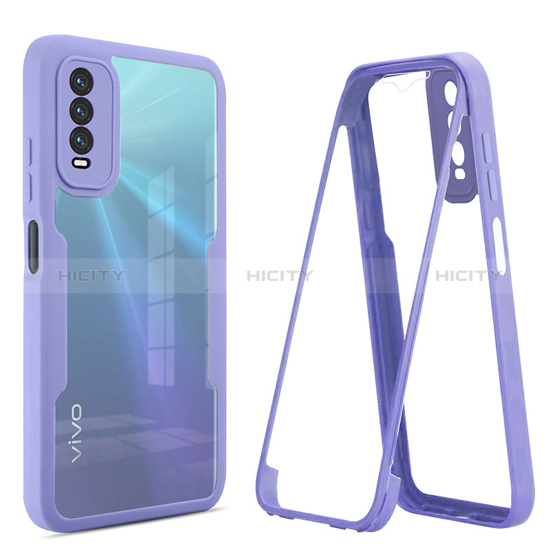 Carcasa Bumper Funda Silicona Transparente 360 Grados MJ1 para Vivo Y11s Morado