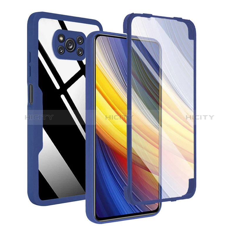 Carcasa Bumper Funda Silicona Transparente 360 Grados MJ1 para Xiaomi Poco X3 Azul