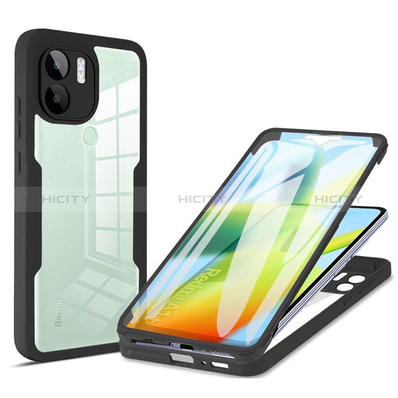 Carcasa Bumper Funda Silicona Transparente 360 Grados MJ1 para Xiaomi Redmi A1 Plus Negro