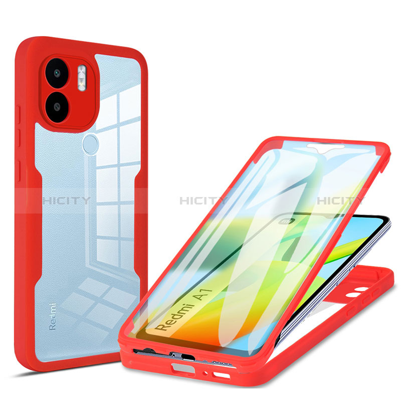 Carcasa Bumper Funda Silicona Transparente 360 Grados MJ1 para Xiaomi Redmi A1 Rojo