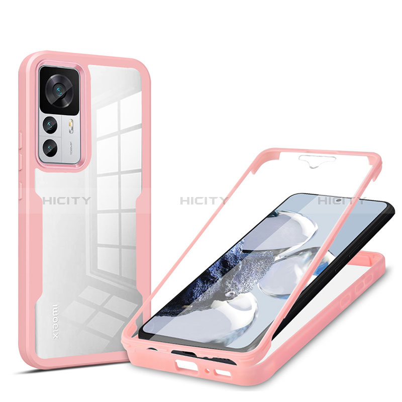 Carcasa Bumper Funda Silicona Transparente 360 Grados MJ1 para Xiaomi Redmi K50 Ultra 5G Oro Rosa