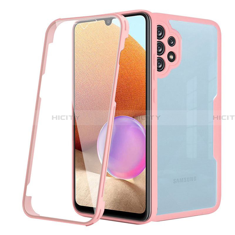 Carcasa Bumper Funda Silicona Transparente 360 Grados MJ2 para Samsung Galaxy A32 4G Oro Rosa