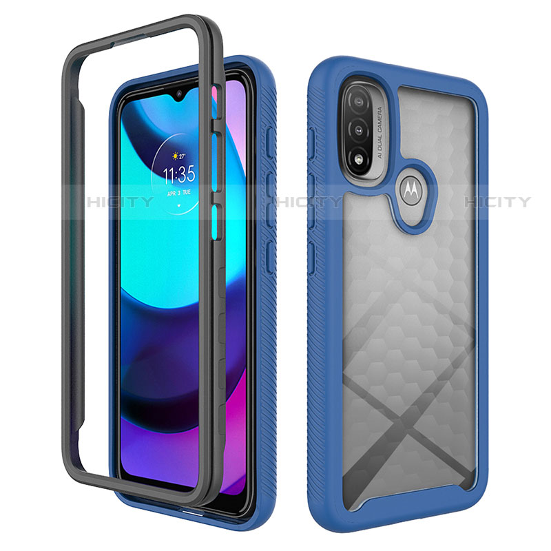 Carcasa Bumper Funda Silicona Transparente 360 Grados para Motorola Moto E20 Azul