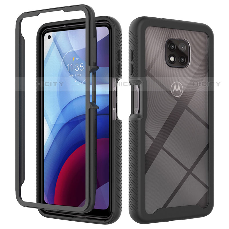 Carcasa Bumper Funda Silicona Transparente 360 Grados para Motorola Moto G Power (2021) Negro