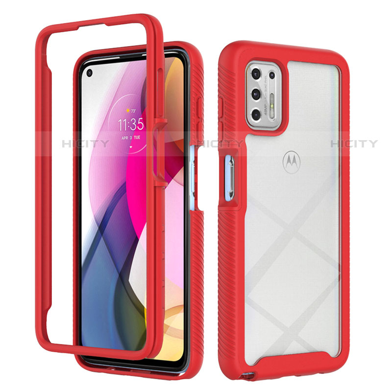 Carcasa Bumper Funda Silicona Transparente 360 Grados para Motorola Moto G Stylus (2021) Rojo