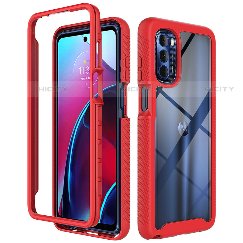 Carcasa Bumper Funda Silicona Transparente 360 Grados para Motorola Moto G Stylus (2022) 4G Rojo