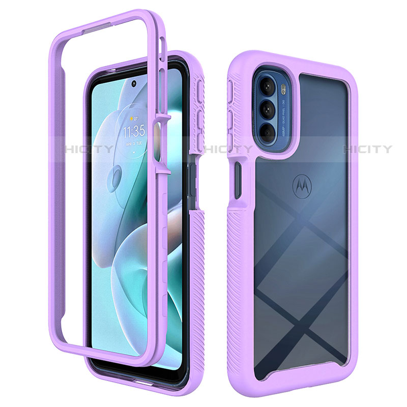 Carcasa Bumper Funda Silicona Transparente 360 Grados para Motorola Moto G41 Morado