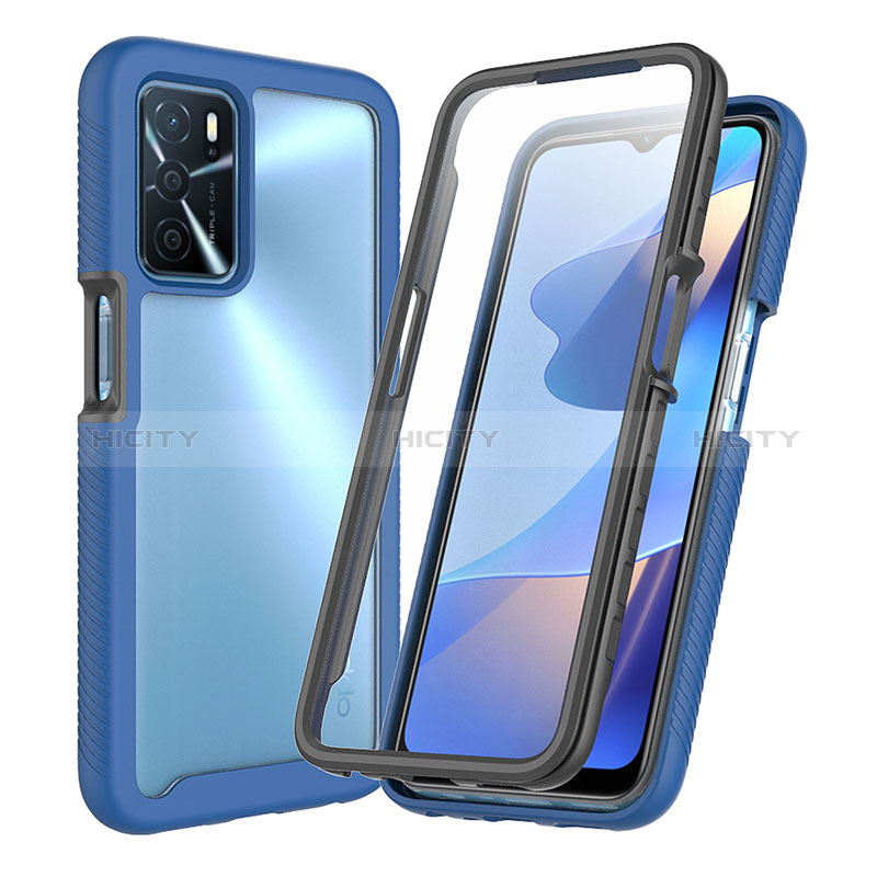 Carcasa Bumper Funda Silicona Transparente 360 Grados para Oppo A16 Azul