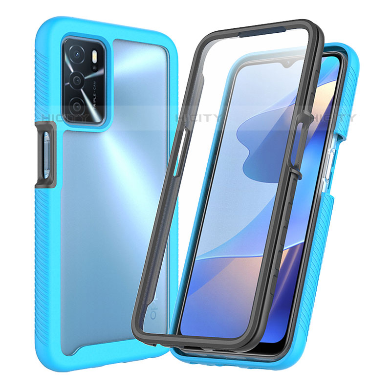 Carcasa Bumper Funda Silicona Transparente 360 Grados para Oppo A16s Azul Cielo