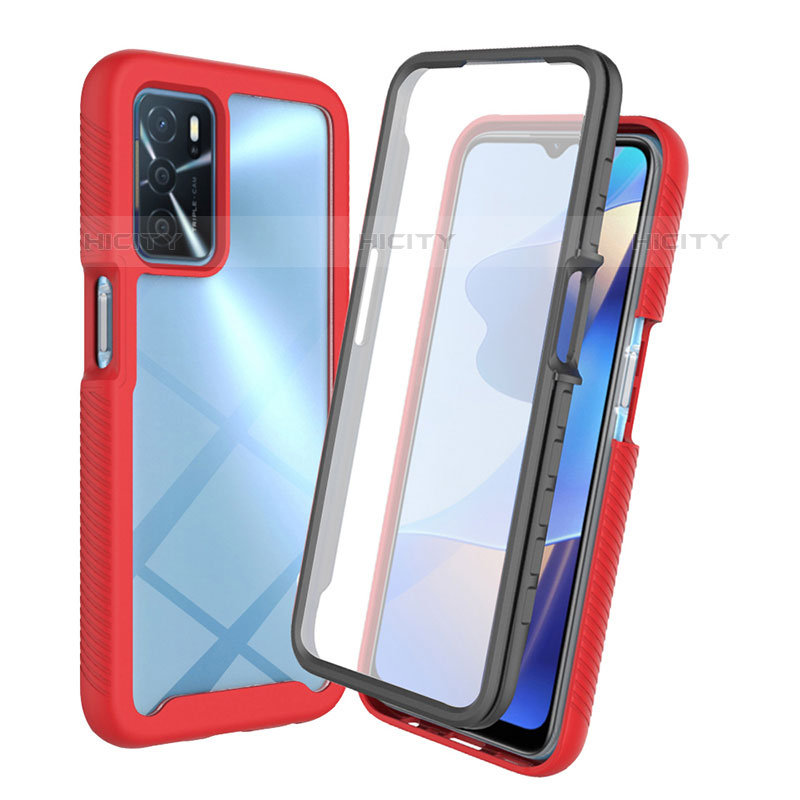 Carcasa Bumper Funda Silicona Transparente 360 Grados para Oppo A16s Rojo