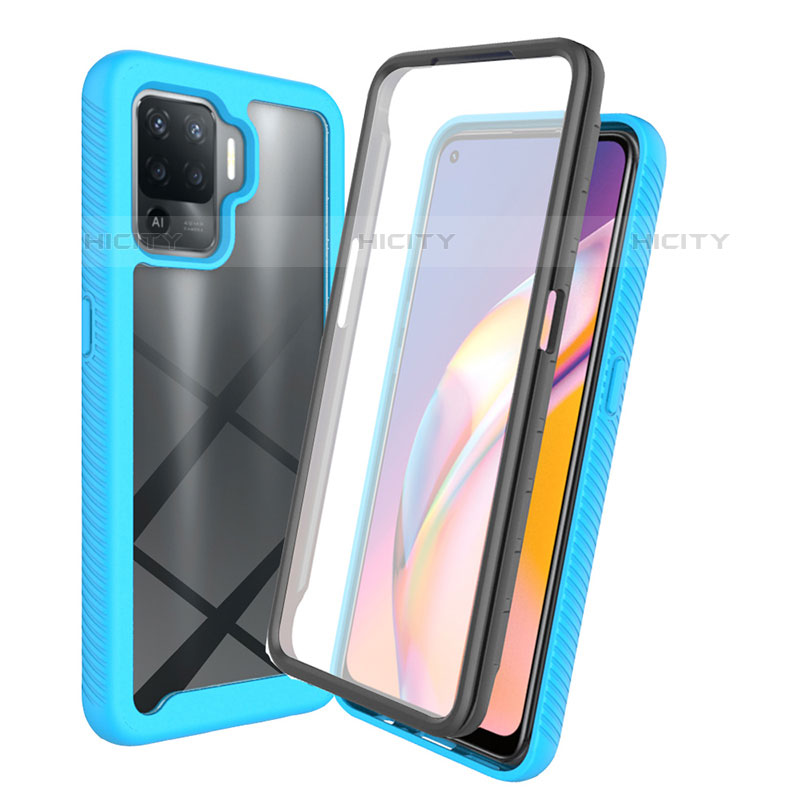 Carcasa Bumper Funda Silicona Transparente 360 Grados para Oppo A94 4G Azul Cielo