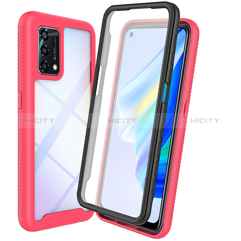 Carcasa Bumper Funda Silicona Transparente 360 Grados para Oppo F19 Rosa Roja