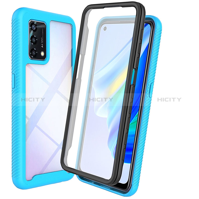 Carcasa Bumper Funda Silicona Transparente 360 Grados para Oppo F19s Azul Cielo