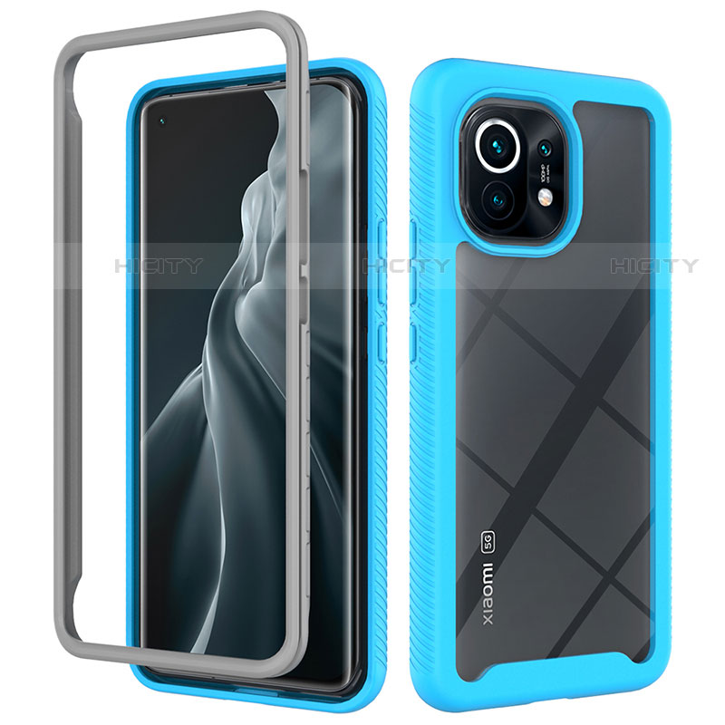 Carcasa Bumper Funda Silicona Transparente 360 Grados para Xiaomi Mi 11 Lite 4G Azul Cielo