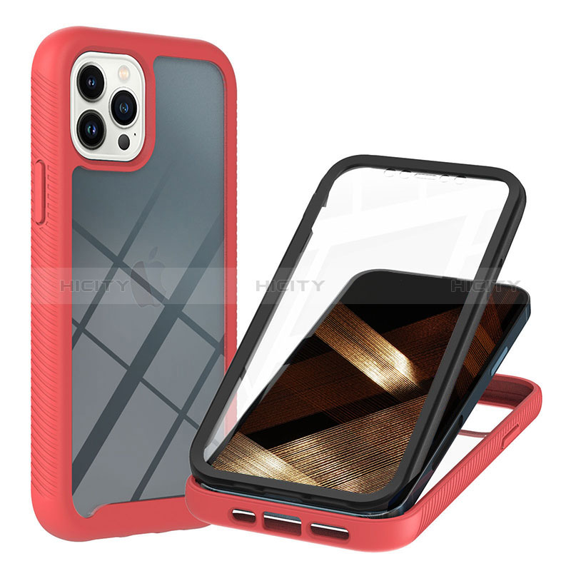 Carcasa Bumper Funda Silicona Transparente 360 Grados YB1 para Apple iPhone 13 Pro Max Rojo