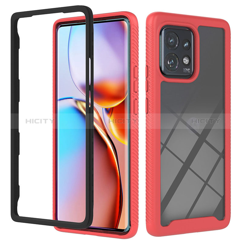 Carcasa Bumper Funda Silicona Transparente 360 Grados YB1 para Motorola Moto Edge 40 Pro 5G Rojo