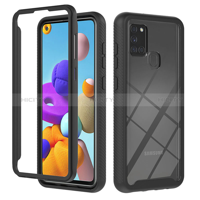 Carcasa Bumper Funda Silicona Transparente 360 Grados YB1 para Samsung Galaxy A21s Negro