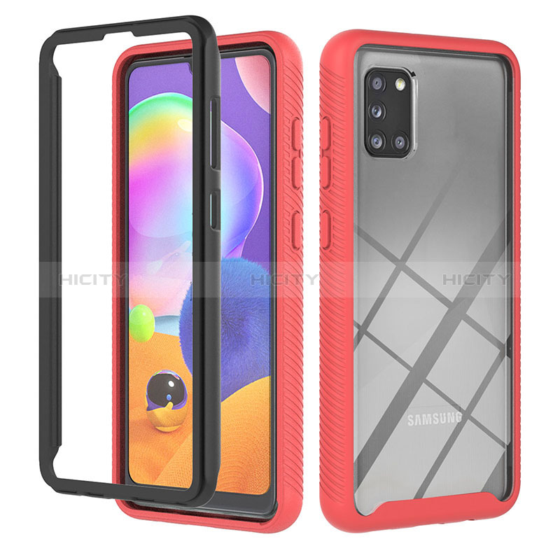 Carcasa Bumper Funda Silicona Transparente 360 Grados YB1 para Samsung Galaxy A31 Rojo