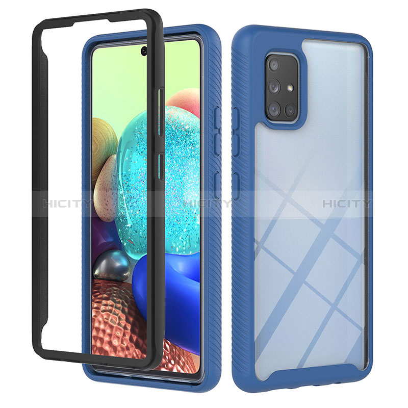 Carcasa Bumper Funda Silicona Transparente 360 Grados YB1 para Samsung Galaxy A71 4G A715 Azul