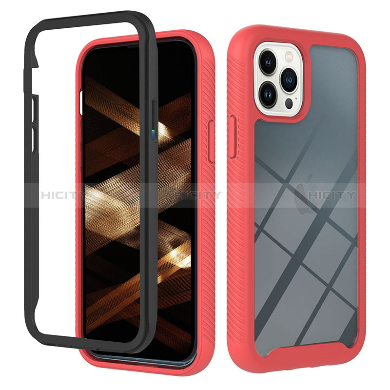 Carcasa Bumper Funda Silicona Transparente 360 Grados YB2 para Apple iPhone 13 Pro Max Rojo