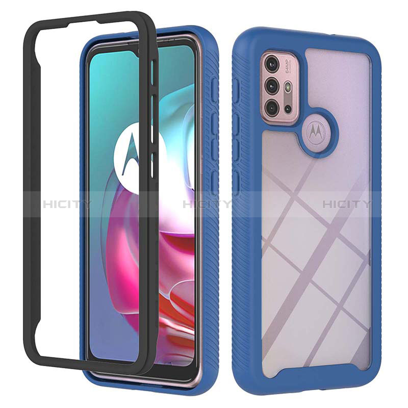 Carcasa Bumper Funda Silicona Transparente 360 Grados YB2 para Motorola Moto G10 Azul