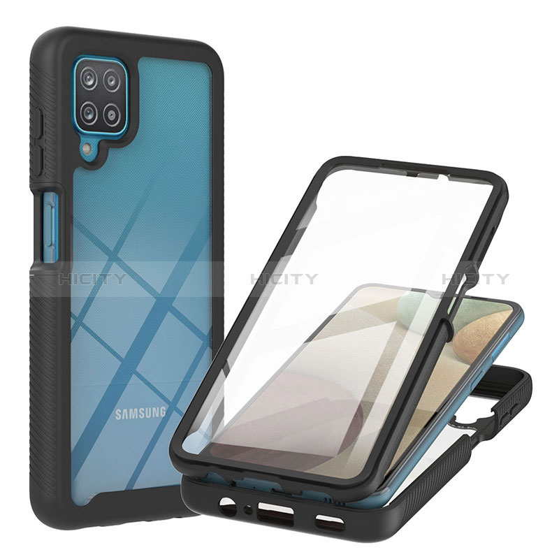 Carcasa Bumper Funda Silicona Transparente 360 Grados YB2 para Samsung Galaxy A12 Negro