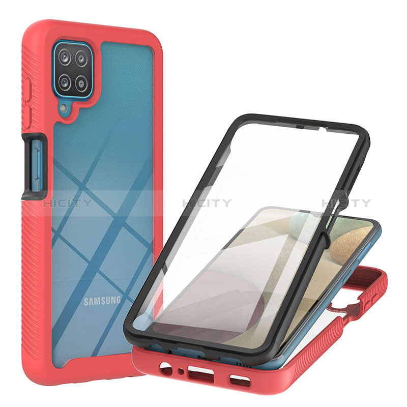 Carcasa Bumper Funda Silicona Transparente 360 Grados YB2 para Samsung Galaxy A12 Rojo