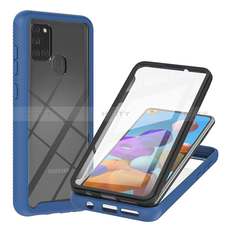 Carcasa Bumper Funda Silicona Transparente 360 Grados YB2 para Samsung Galaxy A21s Azul