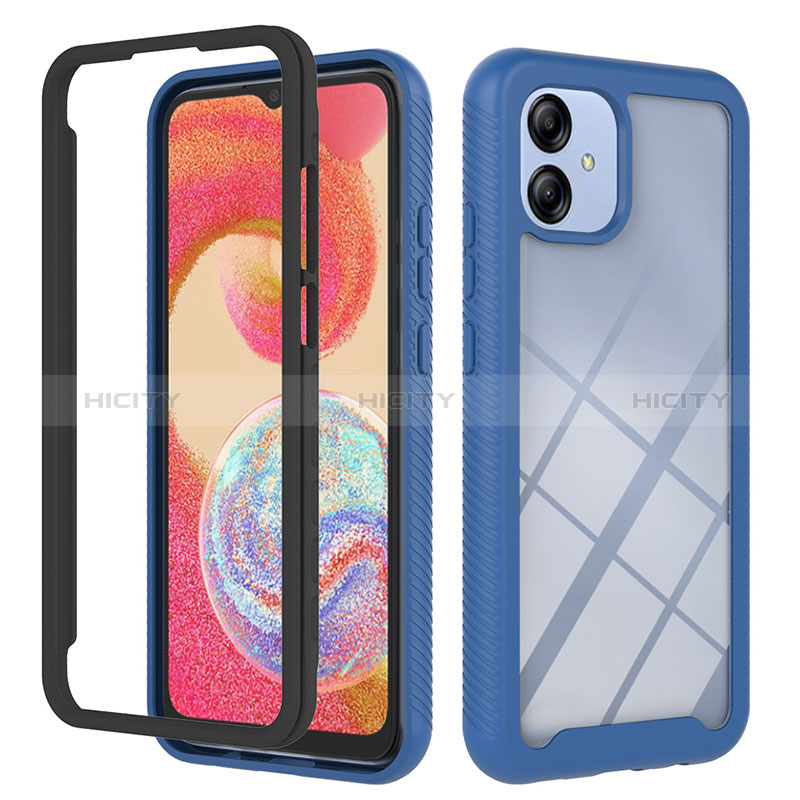 Carcasa Bumper Funda Silicona Transparente 360 Grados YB2 para Samsung Galaxy F04 Azul