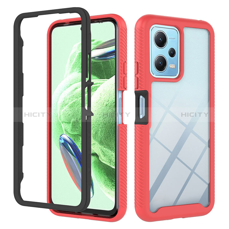 Carcasa Bumper Funda Silicona Transparente 360 Grados YB2 para Xiaomi Redmi Note 12 5G Rojo