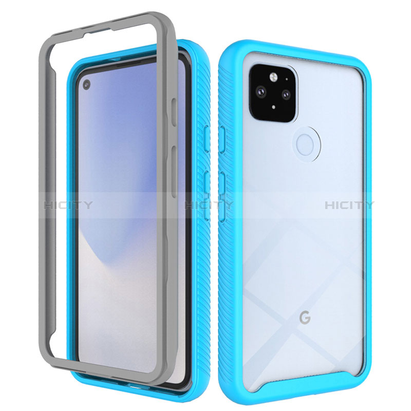 Carcasa Bumper Funda Silicona Transparente 360 Grados ZJ1 para Google Pixel 4a 5G Azul Cielo