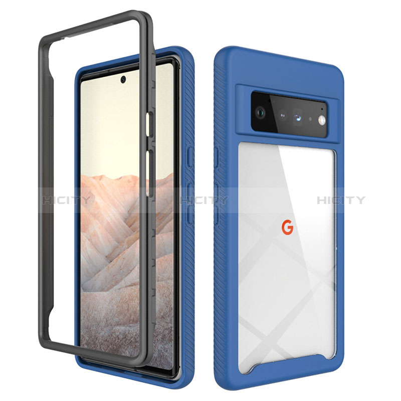 Carcasa Bumper Funda Silicona Transparente 360 Grados ZJ1 para Google Pixel 6 Pro 5G Azul