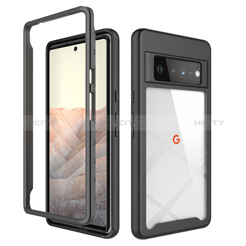 Carcasa Bumper Funda Silicona Transparente 360 Grados ZJ1 para Google Pixel 6 Pro 5G Negro