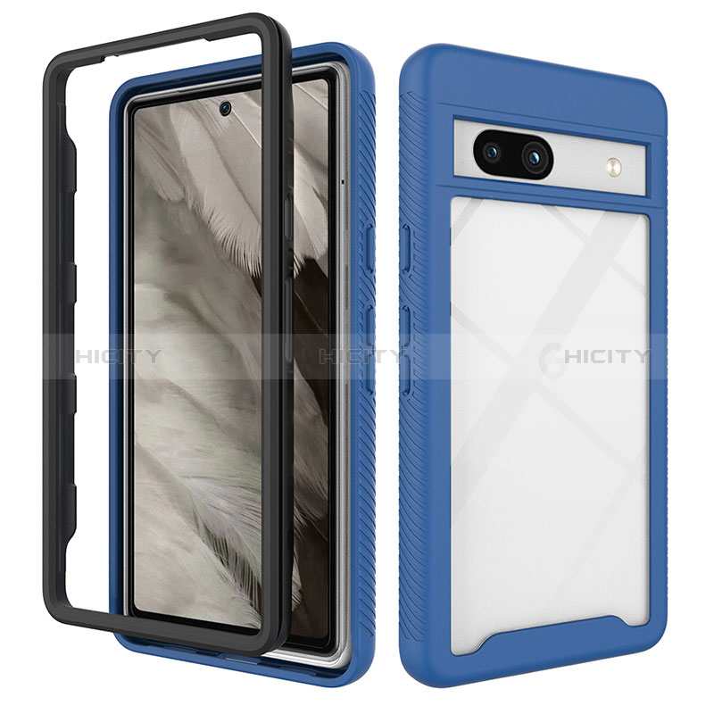 Carcasa Bumper Funda Silicona Transparente 360 Grados ZJ1 para Google Pixel 7a 5G Azul