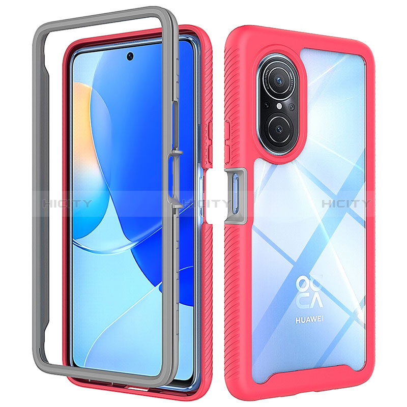 Carcasa Bumper Funda Silicona Transparente 360 Grados ZJ1 para Huawei Honor 50 SE 5G Rosa Roja