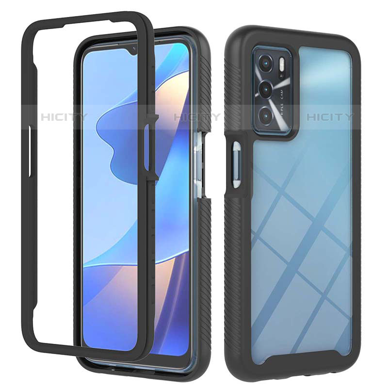 Carcasa Bumper Funda Silicona Transparente 360 Grados ZJ1 para Oppo A16s Negro