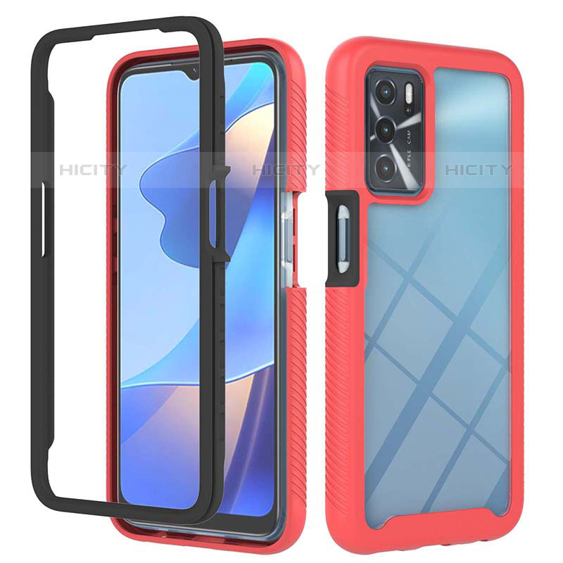 Carcasa Bumper Funda Silicona Transparente 360 Grados ZJ1 para Oppo A16s Rojo