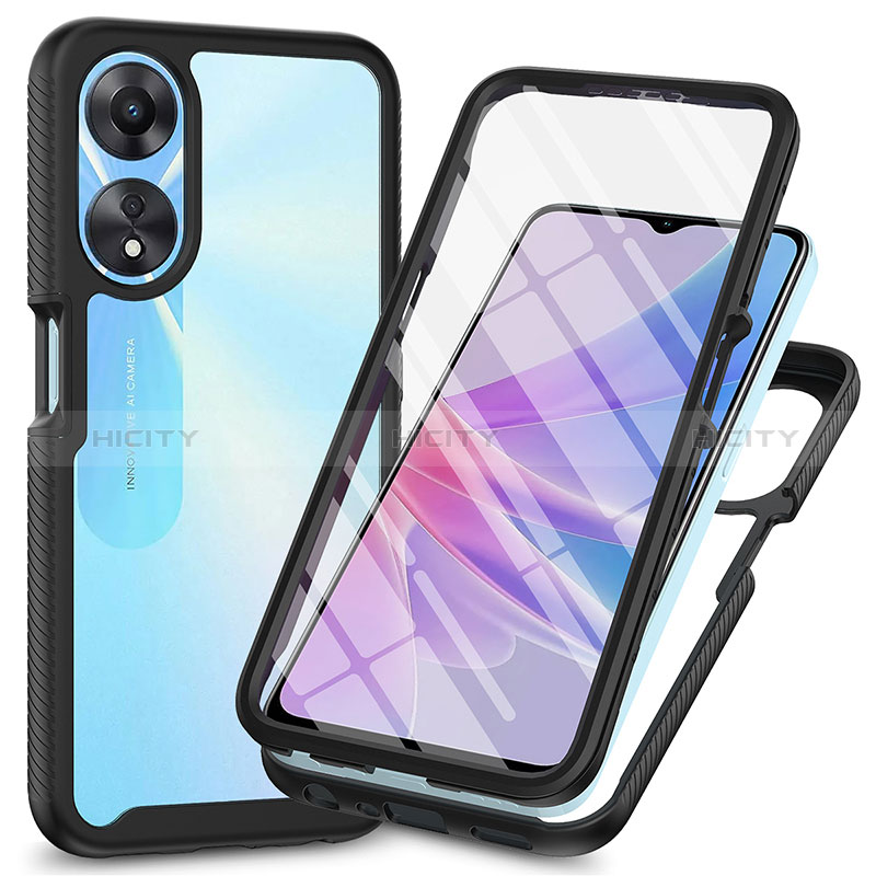 Carcasa Bumper Funda Silicona Transparente 360 Grados ZJ1 para Oppo A58 5G Negro