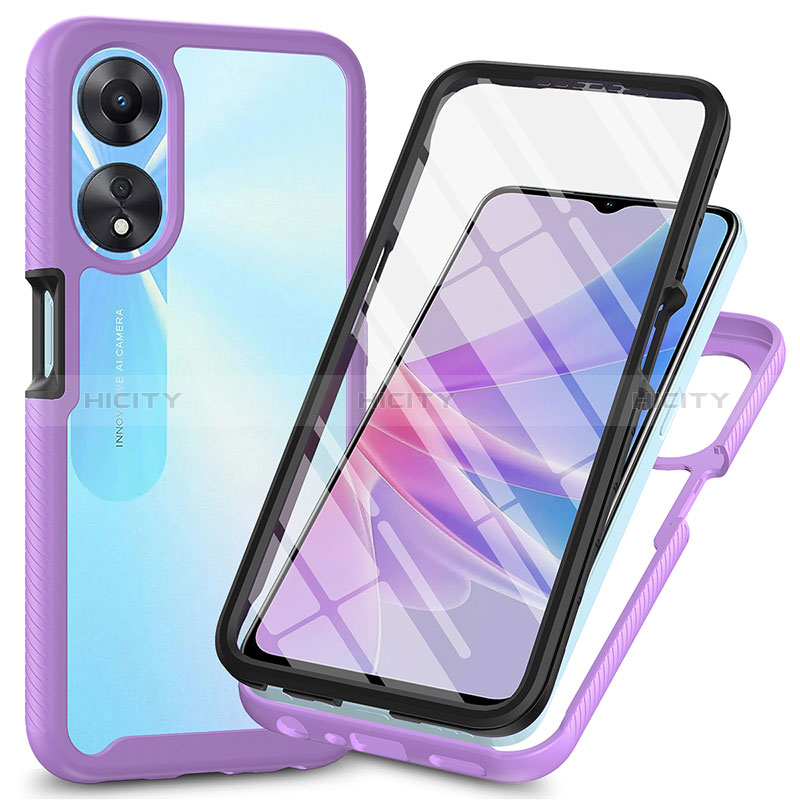 Carcasa Bumper Funda Silicona Transparente 360 Grados ZJ1 para Oppo A58 5G Purpura Claro